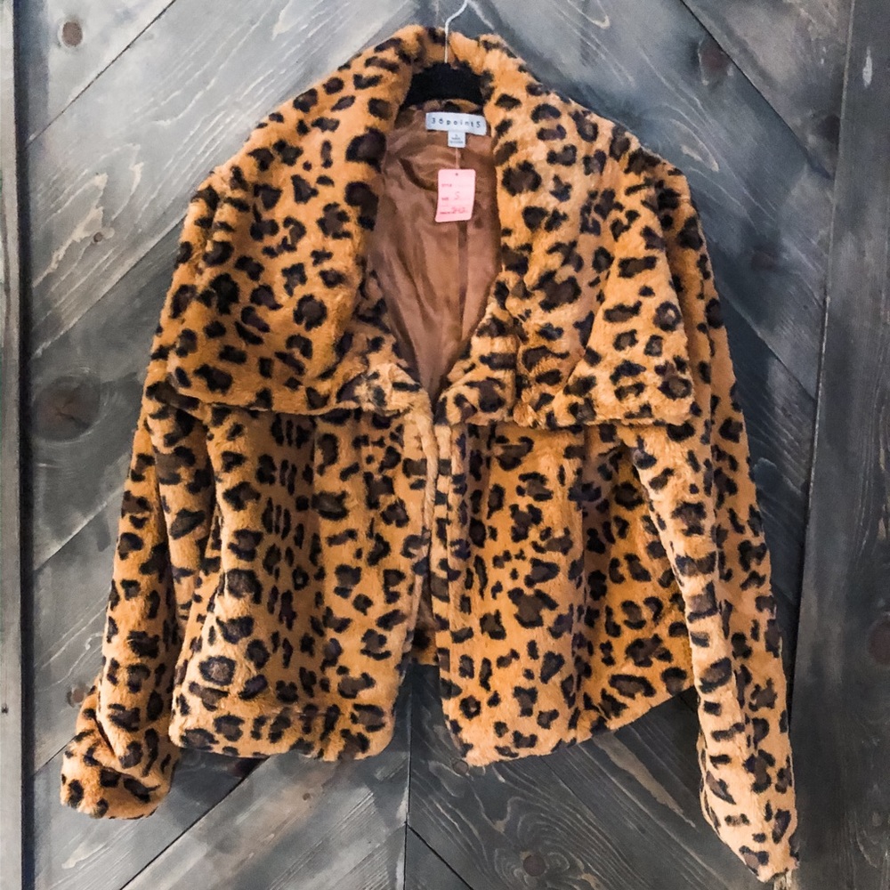 Fuzzy leopard coat